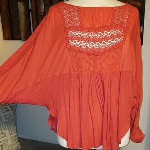Free People Rosey-red embroided long sleeve sz LRG